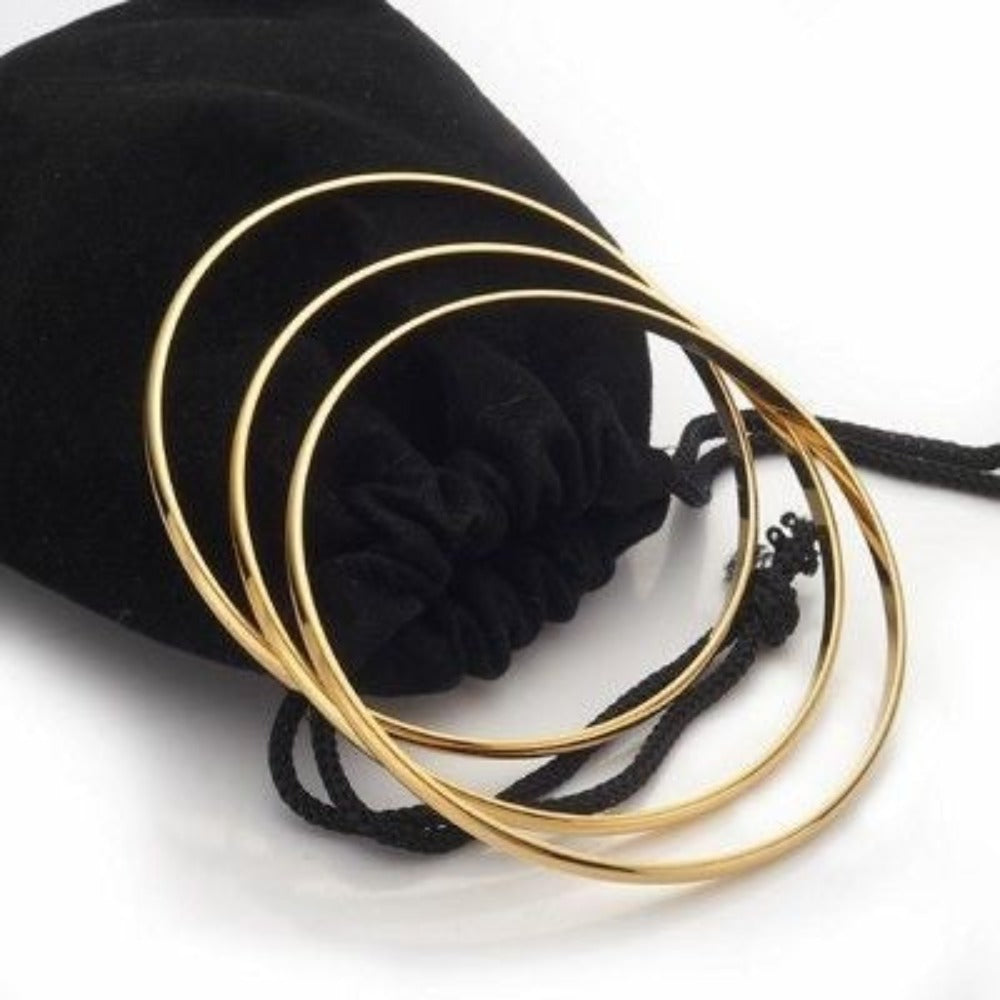 18ct Heavy Yellow Gold Plated Plain 3mm Triple Bangle Set