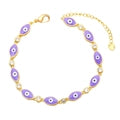 Bohemian Evil Eye Bracelet Gold Plated Copper Colorful Enamel Zirconia Inlaid Adjustable Chain Jewelry