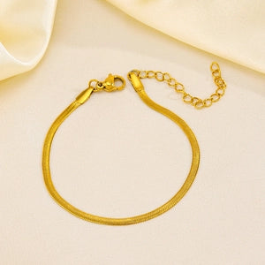 Stainless Steel Flat Snake Bone Chain Waterproof Bracelet Gold Plated Adjustable Triple Layer Snake Link Chain For Women