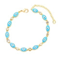 Bohemian Evil Eye Bracelet Gold Plated Copper Colorful Enamel Zirconia Inlaid Adjustable Chain Jewelry