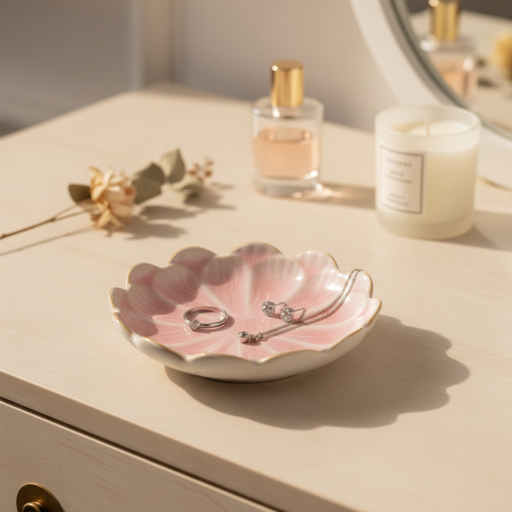 Ceramic Jewelry Tray Nordic Lotus Petal Shaped