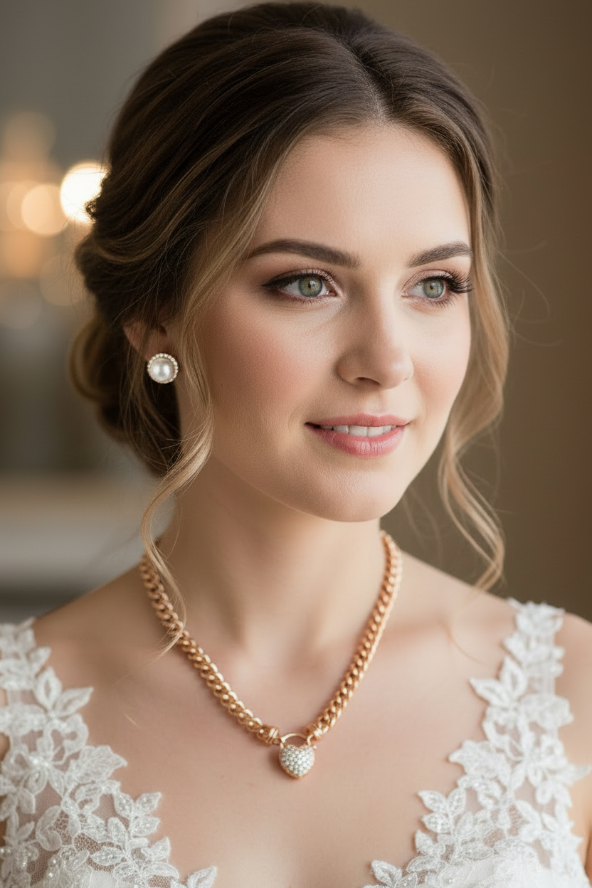 Close up bridal portrait with jewellery