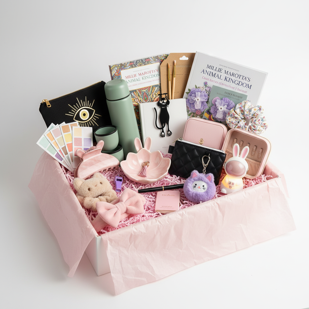 The Deluxe Bestie Hamper — 23 gifts in an open white gift box