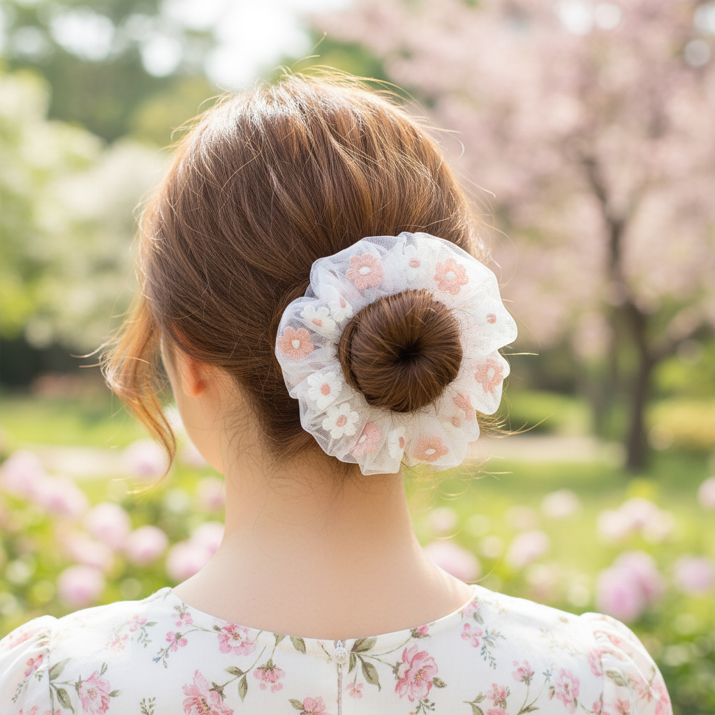 Korean Style Floral Large Scrunchies Cloth Hair Ties