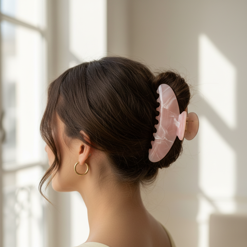 Large Marble Pattern Hair Claw Clip French Style