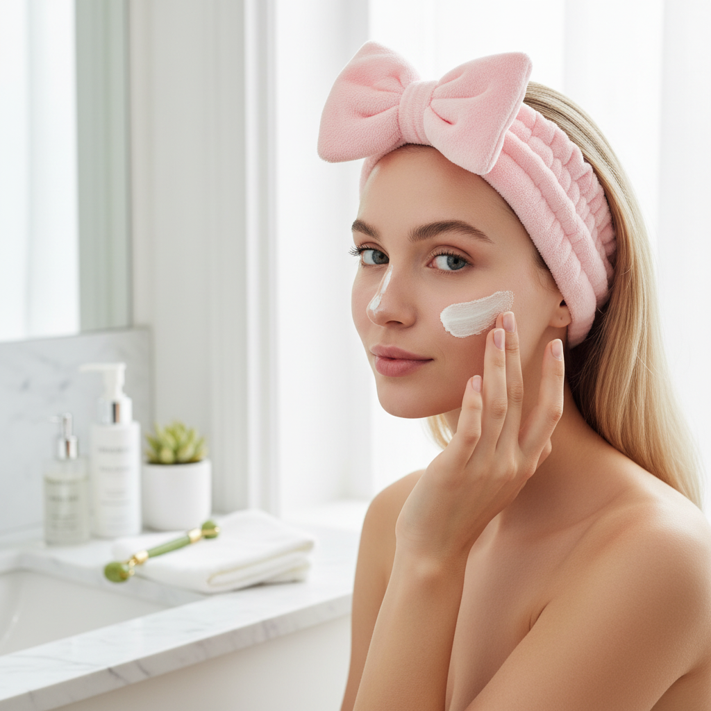 Soft Coral Fleece Bow Headband For Face Washing Makeup Spa