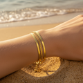 Stainless Steel Gold Plated Triple Layer Snake Chain Bracelet